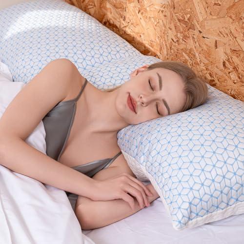 Love Attitude Shredded Memory Foam Pillows King Size Pillows Set of 4 | Cooling Firm and Adjustable for Stomach, Back and Side Sleepers