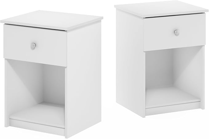 Furinno Tidur Nightstand, 2-Pack, White