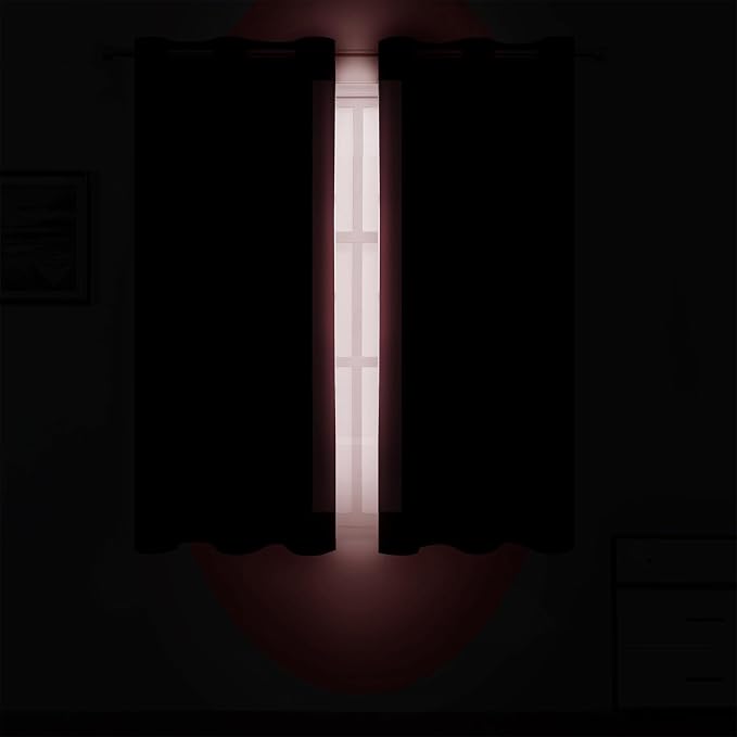 Burgundy Red Blackout Curtains 34 x 54 Inch Length/Set of 2 Curtain Panels/Thermal Insulated Room Darkening Blackout Curtains for Bedroom