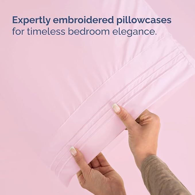 Flex Top Split Head King 4 Piece Sheet Set - Soft & Breathable - Light Pink | Cooling Bed Sheets Set, Hotel Luxury Bedding for Women & Men with Deep Pockets, Wrinkle Free & Fade Resistant, Oeko-Tex