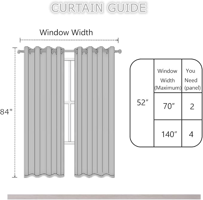 Light Beige Blackout Curtains 52 x 84 Inch Long Beige Curtains Set of 2 Panels Room Darkening Curtains for Living Room