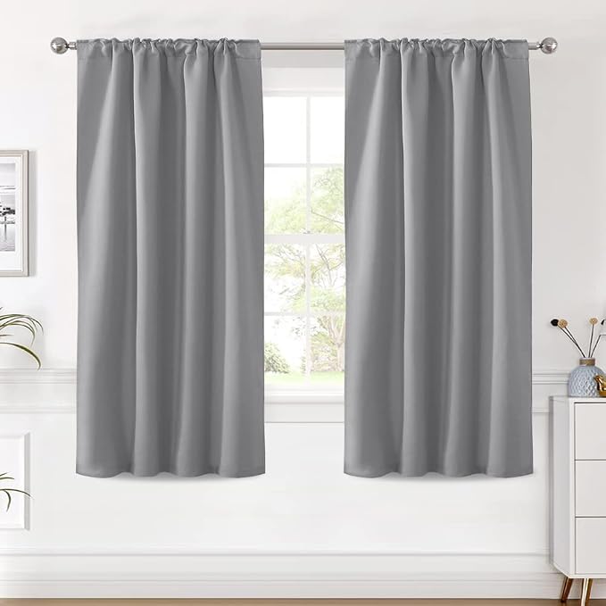 H.VERSAILTEX Blackout Curtains Thermal Insulated Window Treatment Panels Room Darkening Blackout Drapes for Living Room Back Tab/Rod Pocket Bedroom Draperies (2 Panels, Grey, 42 x 63 Inch)