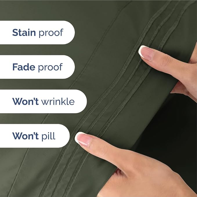 King Size 4 Piece Sheet Set - Ultra Soft & Cooling Sheets - Dark Olive Grey | Fits 8 Inch to 16 inch Mattress, Wrinkle Free & Fade Resistant with Deep Pockets, Breathable, Comfy Hotel Luxury Bedding