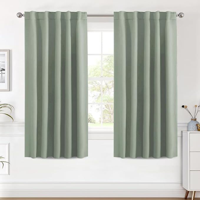 H.VERSAILTEX Blackout Curtains Thermal Insulated Window Treatment Panels Room Darkening Blackout Drapes for Living Room Back Tab/Rod Pocket Bedroom Draperies (2 Panels, Cyan, 42 x 63 Inch)
