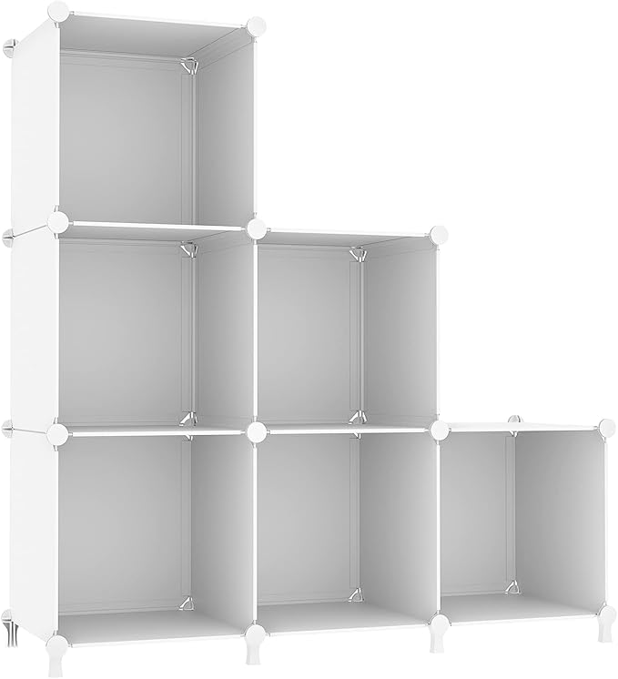 AWTATOS Closet Organizers and Storage, 6 Cube Storage Organizer, White | Portable Closet Storage Shelves, DIY Stackable Storage Cube Book Shelf, Plastic Clothes Organizer Shelving for Bedroom, Home
