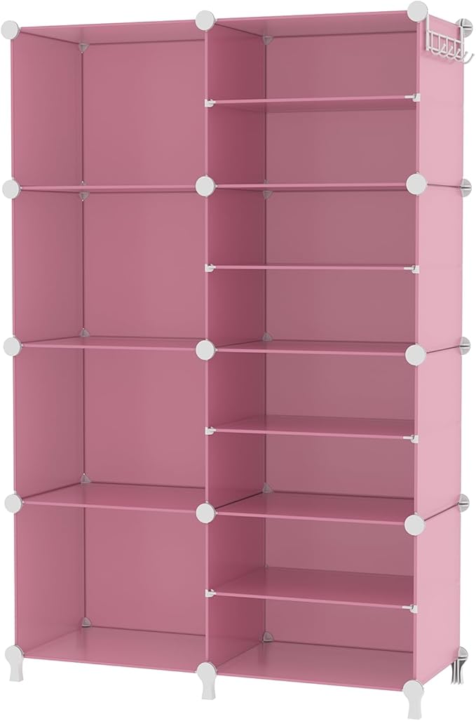 AWTATOS Closet Organizer 8 Cube Storage Shelves, Pink | Closet Storage, Clothes Organizers, Cubby Shelving for Closet Bedroom Living Room