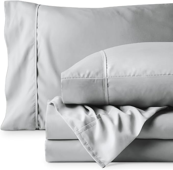 Bare Home Queen Sheet Set - 1800 Ultra-Soft (Queen, French Grey) | Deep Pockets 6 to 15 Inches, Breathable, Hypoallergenic, Hotel Luxury, Easy Fit, Soft, All-Season