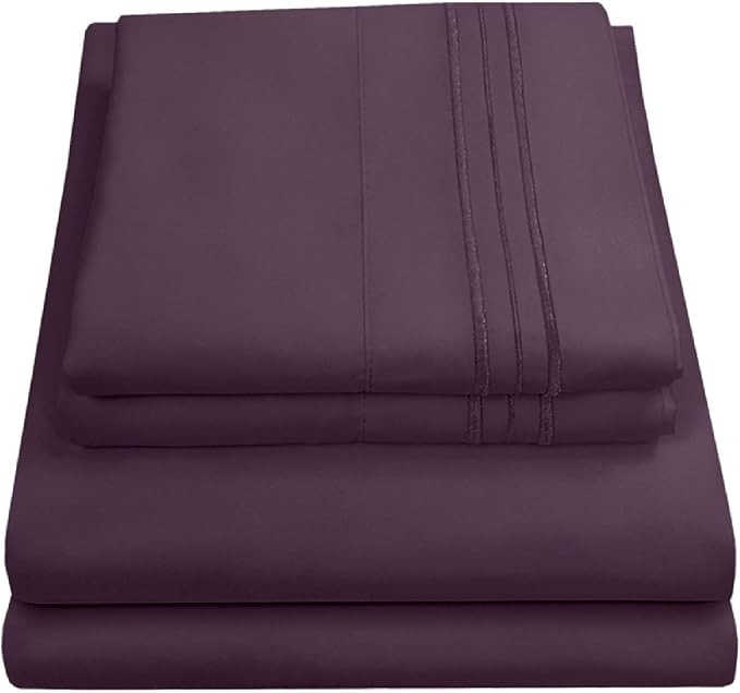 Queen Size Bed Sheets - Breathable Luxury Sheets with Full Elastic & Secure Corner Straps Built In - 1800 Supreme Collection Extra Soft Deep Pocket Bedding Set, Sheet Set, Queen, Purple