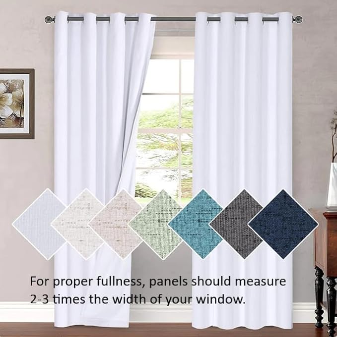H.VERSAILTEX Patio White Curtains for Sliding Door Extral Wide Curtain Panels Thermal Insulated Room Divider - Grommet Top, 9' Tall by 8.5' Wide, W100 x L108, Pure White