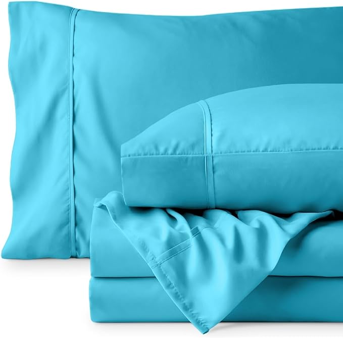 Bare Home Full Sheet Set - 1800 Ultra-Soft (Full, Aqua) | Deep Pockets 6 to 15 Inches, Breathable, Hypoallergenic, Hotel Luxury, Easy Fit, Soft, All-Season