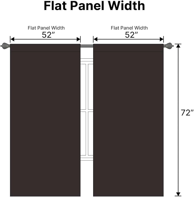 H.VERSAILTEX Blackout Curtains Thermal Insulated Window Treatment Panels Room Darkening Blackout Drapes for Living Room Back Tab/Rod Pocket Bedroom Draperies, 52 x 72 Inch, Chocolate Brown, 2 Panels