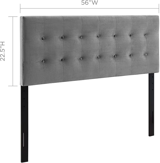 Modway Emily Full Biscuit Tufted Performance Velvet Headboard, Gray