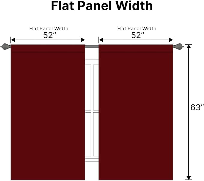 H.VERSAILTEX Christmas Blackout Curtains Thermal Insulated Window Treatment Panels Blackout Drapes for Living Room Back Tab/Rod Pocket Bedroom Draperies, 52 x 63 Inch, Burgundy Red, 2 Panels