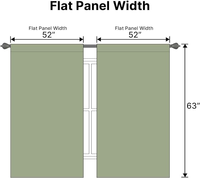H.VERSAILTEX Blackout Curtains for Living Room Thermal Insulated Window Treatment Panels Room Darkening Blackout Drapes Back Tab/Rod Pocket Bedroom Draperies, 52 x 63 Inch, Sage, 2 Panels