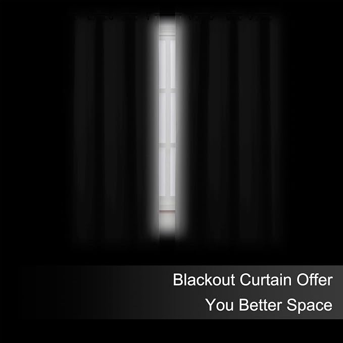 Blackout Curtains 66 x 72 Inch Long Light Grey Curtains Set of 2 Panels Room Darkening Curtains for Bedroom and Living Room