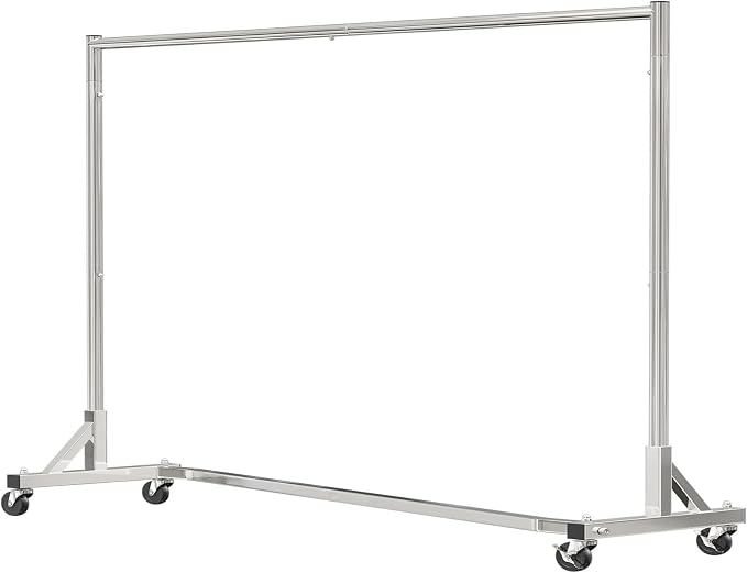 Simple Trending Industrial Grade Z Base 70inches Extra Long Clothes Garment Rack, Commercial Grade Rolling Clothing Rack, Heavy Duty 450lbs Load with Wheels, Chrome | Heavy Duty Commercial Grade Clothing Rack 70" Extra Long, 360°Lockable Wheels, for Ho...