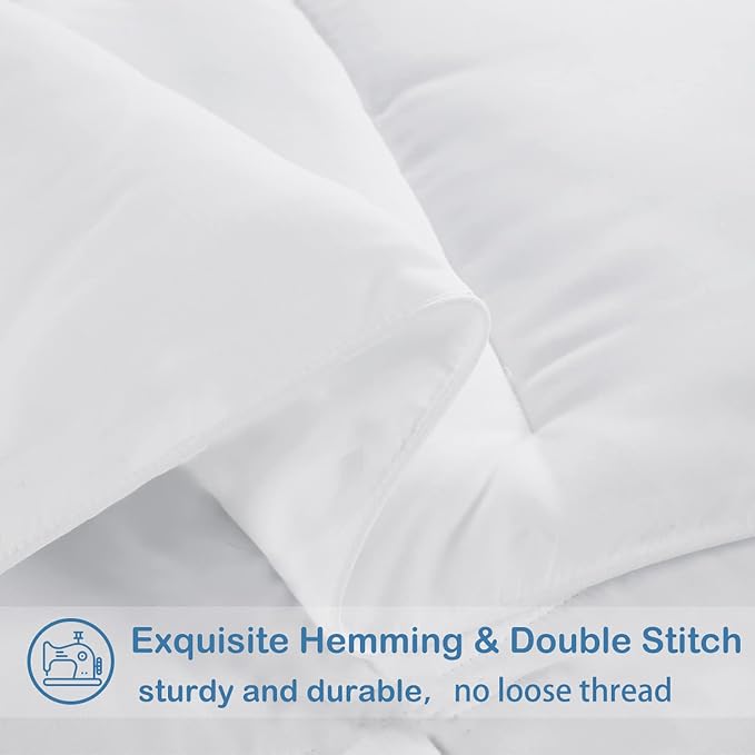 EASELAND Twin XL Down Alternative Comforter, White, 68x92 Inches | College Dorm Quilted Duvet Insert, Soft Lightweight Bedding with Corner Tabs, Breathable Machine Washable Dorm Essentials