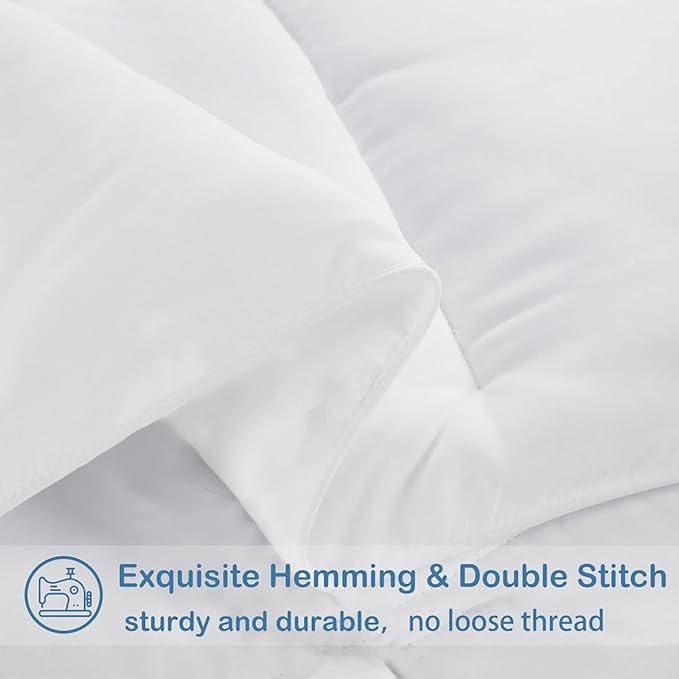 EASELAND Twin/Twin XL Down Alternative Comforter, White, 64x88 Inches | Quilted Duvet Insert for College Dorm, Soft Lightweight Bedding with Corner Tabs, Breathable Machine Washable Dorm Essentials