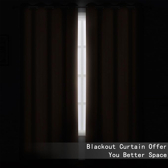 Blackout Curtains 52 x 120 Inch Long Cappuccino Curtains Set of 2 Panels Room Darkening Curtains for Bedroom and Living Room