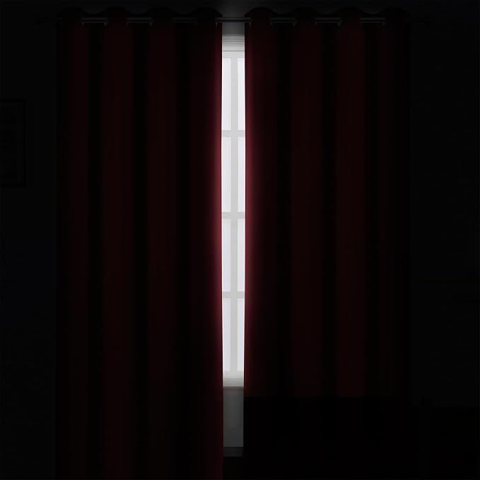 Burgundy Red Blackout Curtains 34 x 84 Inch Length/Set of 2 Curtain Panels/Thermal Insulated Room Darkening Blackout Curtains for Bedroom