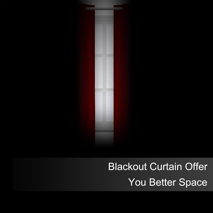 Blackout Curtains 66 x 72 Inch Long Red Curtains Set of 2 Panels Room Darkening Curtains for Bedroom and Living Room