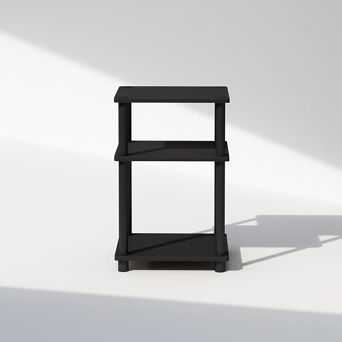 Furinno JUST Toolless 3-Tier Night Stand, Open Storage, Americano | Compact, Narrow Bedside Table, End Table, Side Table, for Bedroom, Dorm