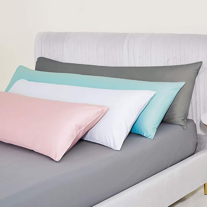 NTBAY Body Egyptian Cotton Sateen Pillowcases, Set of 1, White | 500 Thread Count Egyptian Cotton Sateen with Envelope Closure, 1 Pack 20 x 54 Inch Pillowcases, Insert Not Included