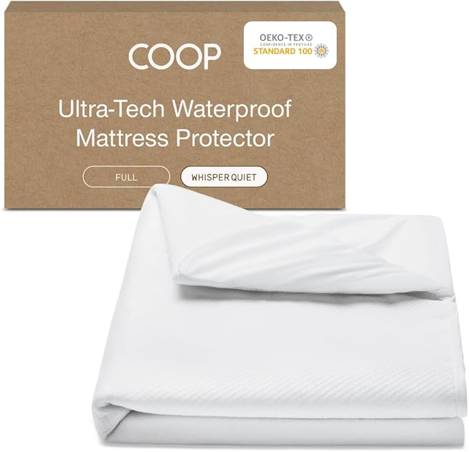 Coop Home Goods Ultra-Tech Waterproof Mattress Protector Full, Smooth Top Mattress Pad, Waterproof Cover, Up to 18 Inches Deep, Machine Washable, Noiseless Comfort, Full (54x75)