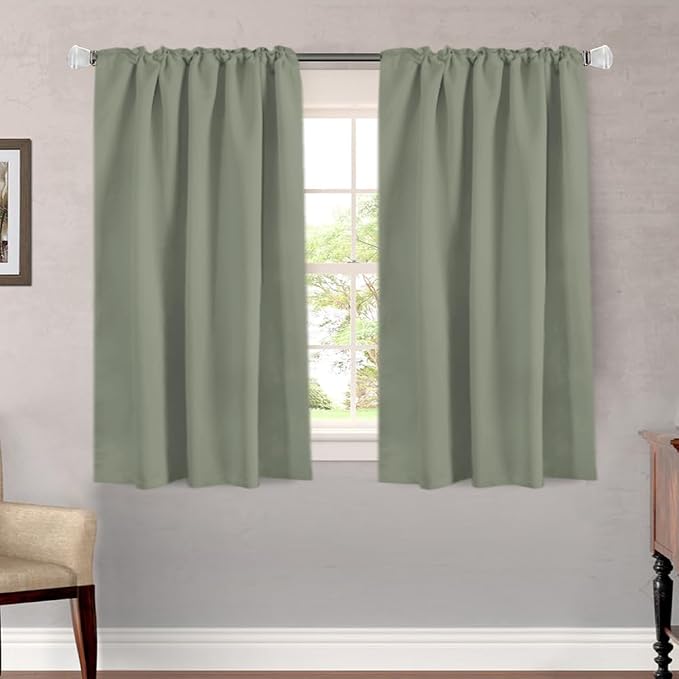 H.VERSAILTEX Blackout Curtains Thermal Insulated Window Treatment Panels Room Darkening Blackout Drapes for Living Room Back Tab/Rod Pocket Bedroom Draperies (2 Panels, Sea Grass, 52 x 54 Inch)