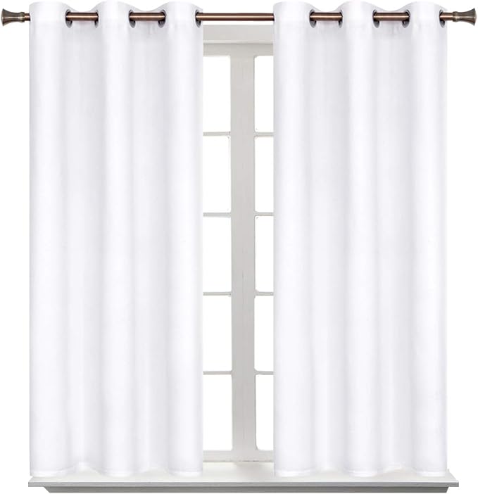 BGment Short Curtains for Small Window 54 Inch Long - Pure White 2 Panels | Grommet top, Room Darkening, Sunblock, Thermal Insulated, Window Drapes for Kitchen, 38x54 Inch