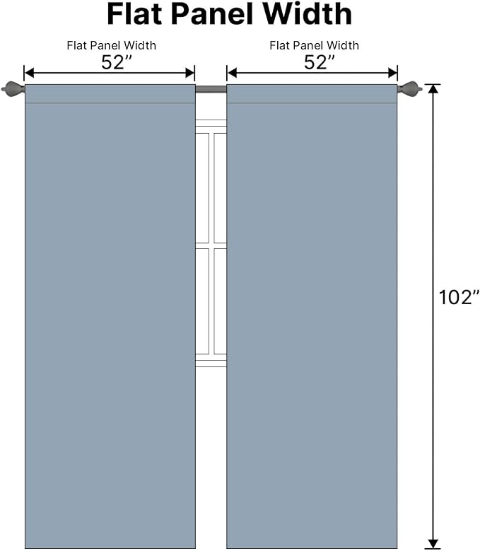 H.VERSAILTEX Blue Back Tab Blackout Curtains 102 Inch Long for Living Room, Rod Pocket Room Darkening Thermal Insulated Black Out Curtains, 52 x 102 Inch, Stone Blue, 2 Panels