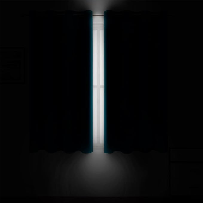 Blackout Curtains 66 x 54 Inch Long Teal Curtains Set of 2 Panels Room Darkening Curtains for Bedroom and Living Room