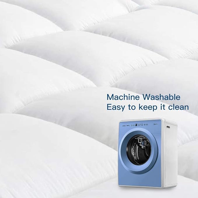 King Mattress Topper, Cotton Extra Thick Pillow Top Mattress Pad | 100% Cotton Top Bed Topper Protector, Cooling Mattress Cover for Back Pain, Soft Breathable for Hot Sleeper, White