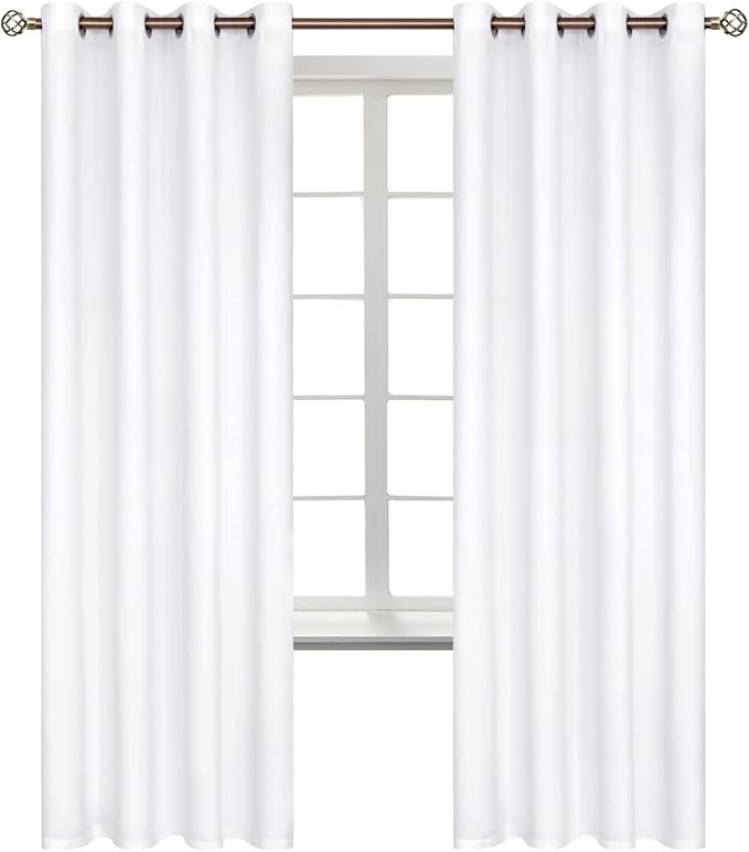 BGment Room Darkening Curtains 72 Inches Long - Grommet Thermal Insulated Drapes Window Treatment Curtains for Bedroom, 2 Panels, 52 x 72 Inch, Pure White