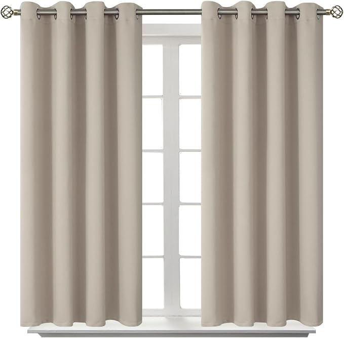BGment Short Curtains for Small Window 54 Inch Long - Camel 2 Panels | Grommet Top, Light-Blocking, Sunblock, Thermal Insulated, Window Drapes for Kids Boys Room, 52x54 Inch