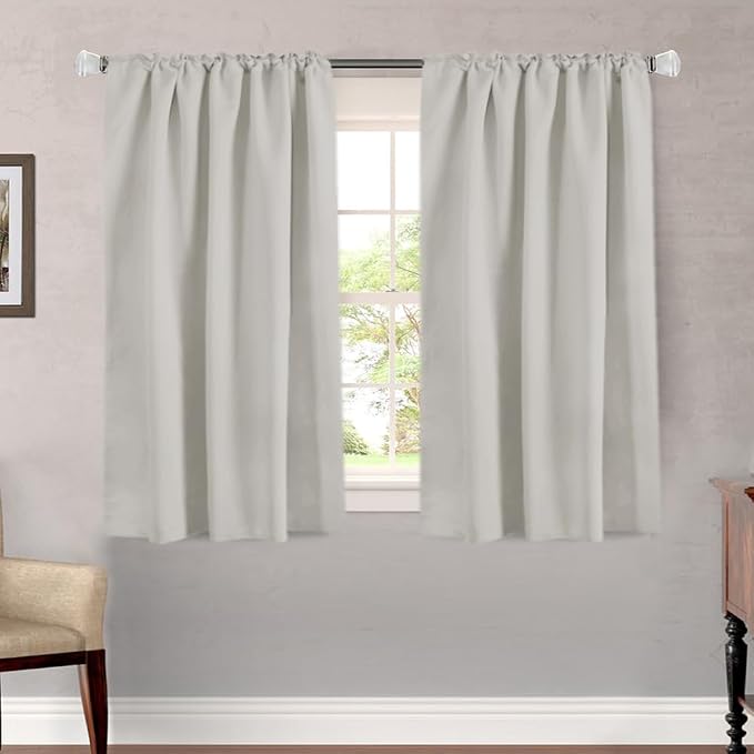 H.VERSAILTEX Blackout Curtains Thermal Insulated Window Treatment Panels Room Darkening Blackout Drapes for Living Room Back Tab/Rod Pocket Bedroom Draperies, 52 x 45 Inch, Ivory/Cream, 2 Panels
