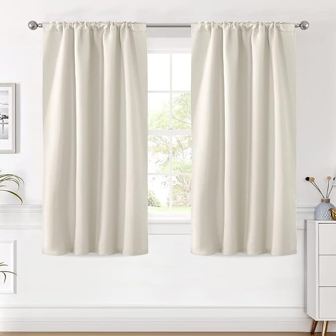 H.VERSAILTEX Light Reducing Curtains Thermal Insulated Window Treatment Panels Room Darkening Privacy Assured Drapes for Living Room Back Tab/Rod Pocket Bedroom Drapes 2 Panels, Ivory - 42 x 54 Inch
