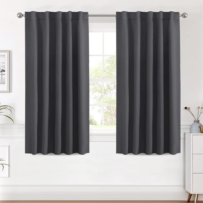 H.VERSAILTEX Blackout Curtains Thermal Insulated Window Treatment Panels Room Darkening Blackout Drapes for Living Room Back Tab/Rod Pocket Bedroom Draperies (2 Panels, Charcoal Gray, 42 x 54 Inch)