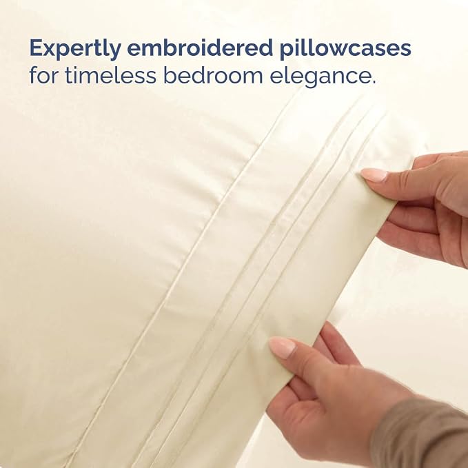 Flex Top Split Head King 4 Piece Sheet Set - Soft & Breathable - Off White | Cooling Bed Sheets Set, Hotel Luxury Bedding for Women & Men with Deep Pockets, Wrinkle Free & Fade Resistant, Oeko-Tex