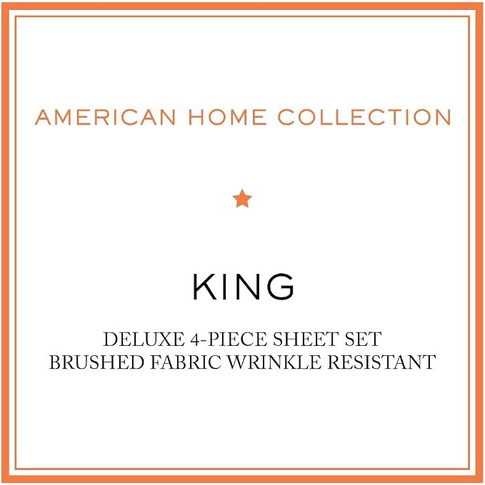 American Home Collection King Sheet Set - Ultra-Soft Microfiber 15-Inch Deep Pocket - Wrinkle Free and Fade Resistant (Misty Blue)