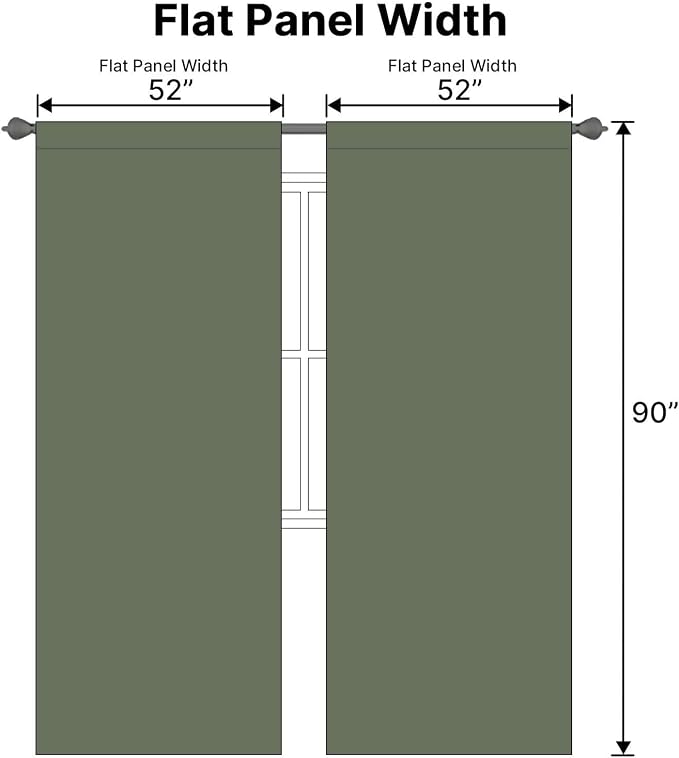 H.VERSAILTEX Back Tab Dark Green Curtains 90 Inch Long for Living Room, Rod Pocket Room Darkening Thermal Insulated Blackout Curtains, 52 x 90 Inch, Bronze Green, 2 Panels