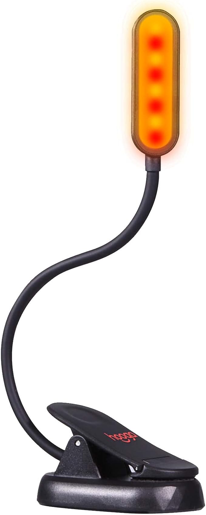 hooga Amber Book Light – Blue Light Blocking Reading Light for Bed, Stepless Dimming, Rechargeable Clip-On Night Light, 1600K Amber & 625nm Red LED for Night Reading