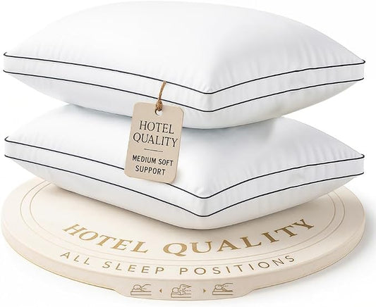 LANE LINEN King Size Bed Pillows for Sleeping, Pack of 2, 20x36 - White | Perfect for Side, Back & Stomach Sleeper, Down Alternative fill Hotel Quality Pillow - Cooling, Soft, Fluffy & Plush Comfort