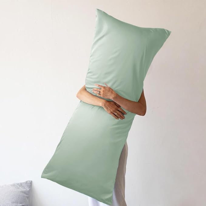 WishSmile Body Cooling Pillowcase Long Pillow Case Breathable Cool Silky Soft Rayon Derived from Bamboo Fabric, Hair and Skin Friendly, Jade Green, 1 Pack, 20x54IN