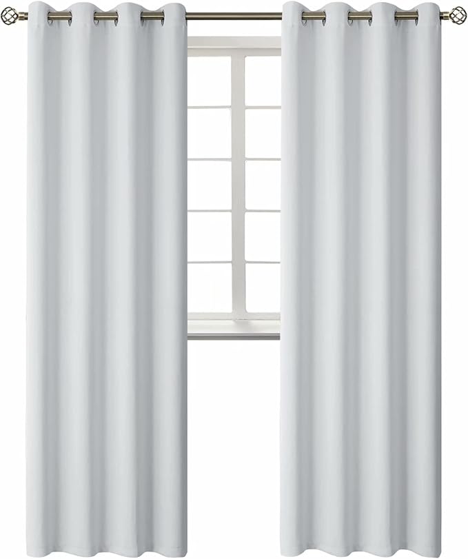BGment Room Darkening Curtains 95 Inches Long - Grommet Thermal Insulated Drapes Window Treatment Curtains for Bedroom, 2 Panels, 52 x 95 Inch, Greyish White | Grommet Top, Extra Long, Light-Blocking, Sunblock, Thermal Insulated, Window Drapes for Livi...