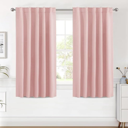 H.VERSAILTEX Blackout Curtains Thermal Insulated Window Treatment Panels Room Darkening Blackout Drapes for Living Room Back Tab/Rod Pocket Bedroom Draperies (2 Panels, Baby Pink, 42 x 54 Inch)