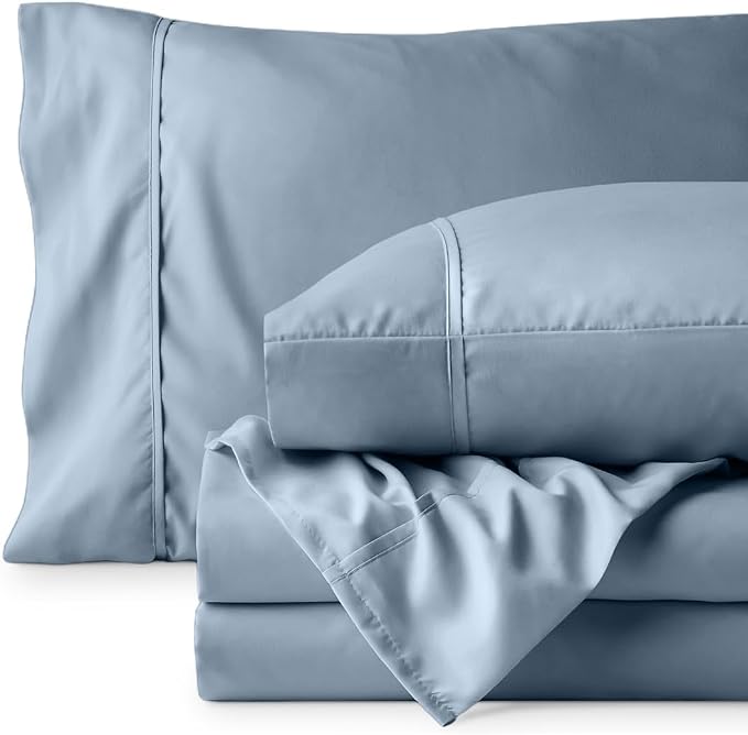 Bare Home Twin XL Sheet Set - 1800 Ultra-Soft (Twin XL, Dusty Blue) | Deep Pockets 6 to 15 Inches, Breathable, Hypoallergenic, Hotel Luxury, Easy Fit, Soft, All-Season