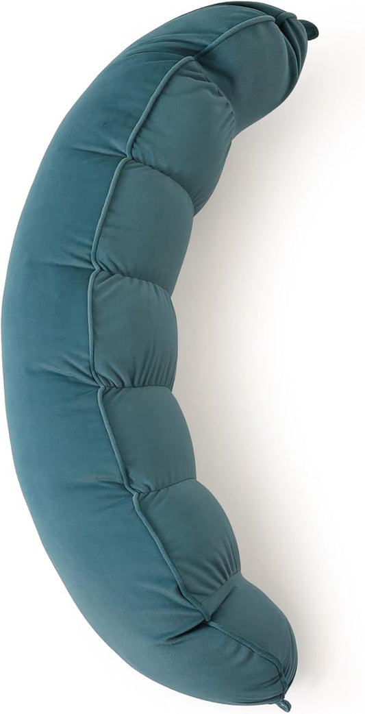 Peallow(Pat. Pend) – Long Round Body Pillow for Adults, Bolster Pillow for Sleeping, Soft and Supportive Pillow for Sleeping & Lumbar Support (Slate Blue,39")