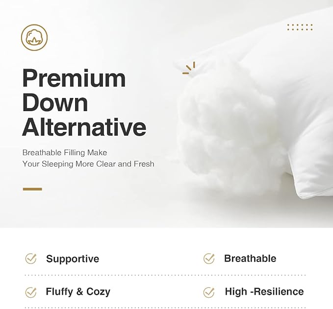 Acanva Bed Pillows for Sleeping, Cooling Hotel Quality with Premium Soft 3D Down Alternative Fill for Back, Stomach or Side Sleepers, King (Pack of 4), White