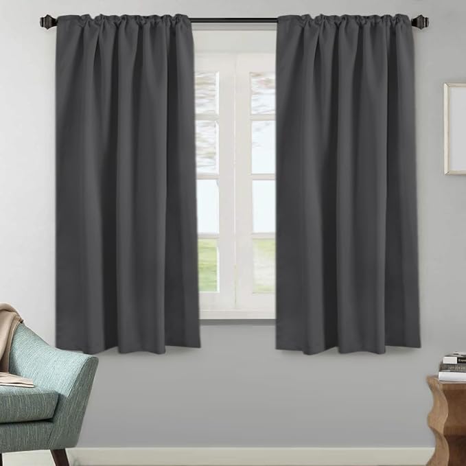 H.VERSAILTEX Blackout Curtains Thermal Insulated Window Treatment Panels Room Darkening Blackout Drapes for Living Room Back Tab/Rod Pocket Bedroom Draperies, 52 x 63 Inch, Charcoal Gray, 2 Panels
